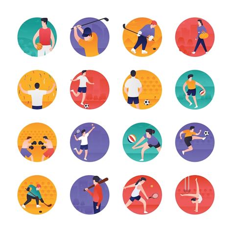 Sports And Olympic Flat Icons Pack Premium Vector