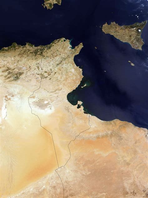 Large Detailed Satellite Map Of Tunisia Tunisia Africa Mapsland