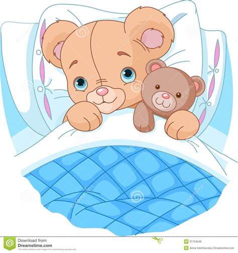 Cute Baby Bear In Bed Stock Vector Illustration Of Night 31754536