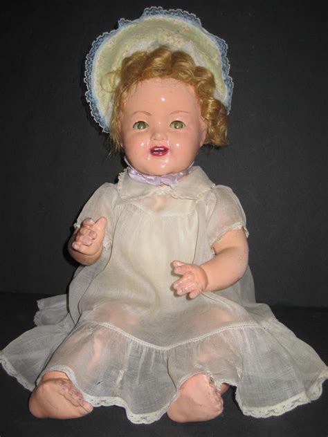 Antique Baby Shirley Temple Doll Flirty Eyes Composition And Cloth 21