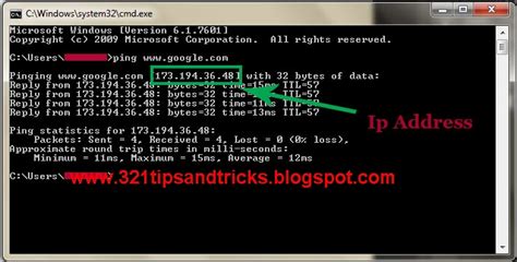 how to find ip address of a website using command prompt or cmd daoud s computer tips and tricks