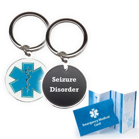 Pre Engraved Seizures Cloisonne Medical Alert Key Chain Universal