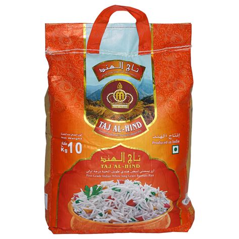 Taj Al Hind Indian White Long Grain Basmati Rice 10kg Online At Best