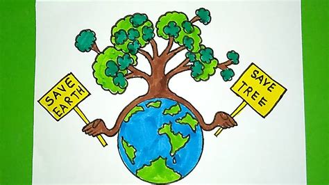 How To Draw Save Tree And Save Earth Drawing Easy Drawing For Kids