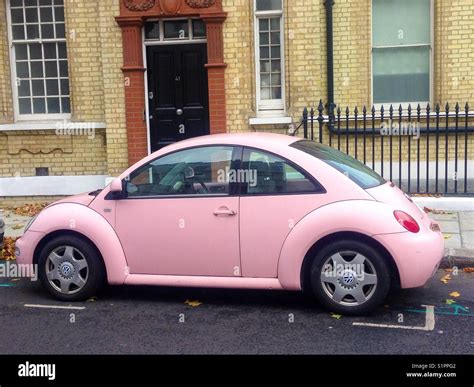 Pink Volkswagen Beetle In A London Street Stock Photo Alamy