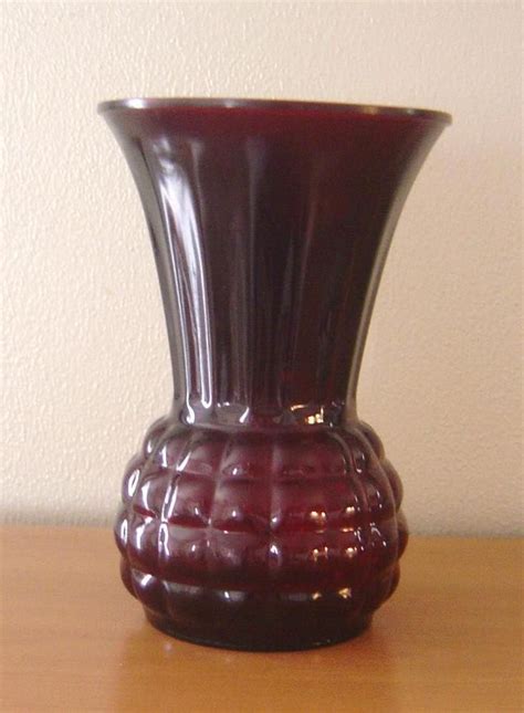 Vintage Anchor Hocking Royal Ruby Red Pineapple Vase 9 Tall Pineapple Vase Vintage Glassware
