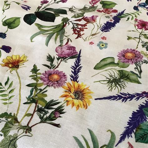 Floral Linen Fabric By The Yard For Clothes Digital Print Etsy