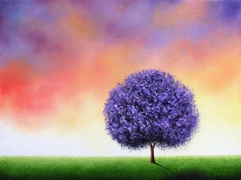 Original Purple Blossom Tree Painting Textured Oil Painting Lavender