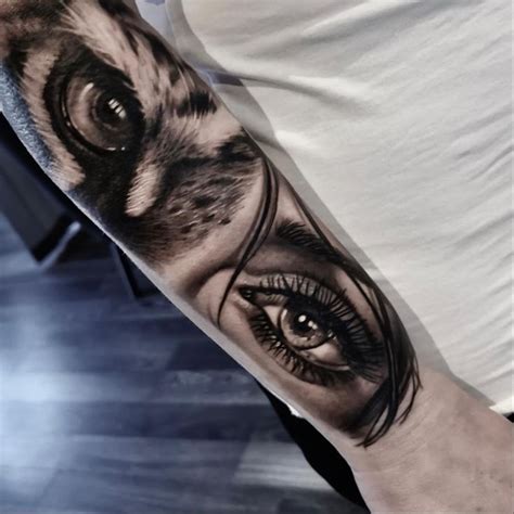 Fine Combine Tattoo Of Women Eye And Tiger Eye Tiger Eyes Tattoo