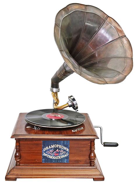 Antique Style Gramophone Complete With Horn Decorative Wooden Base R03