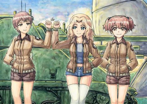 Kay Alisa And Naomi Girls Und Panzer Drawn By Omachi Slabco