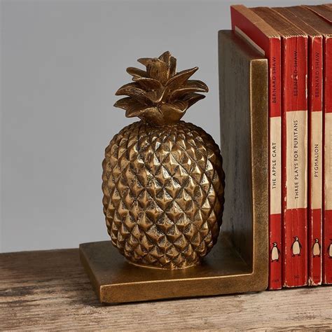 Antique Gold Pineapple Bookends