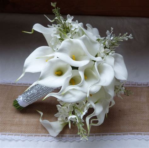 White Calla Lily Wedding Bouquet Real Touch Mini White Calla