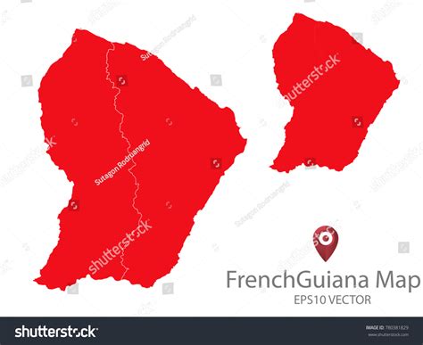 Couple Set Mapred Map French Guianavector Stock Vector Royalty Free