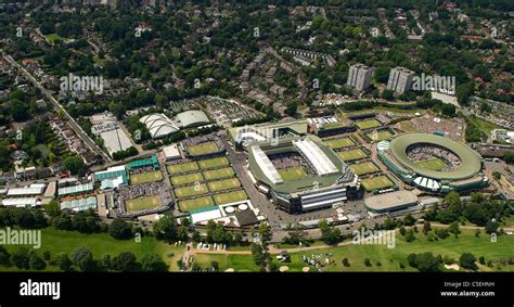 Aerial View Of The All England Lawn Tennis Club During Play At The 2011