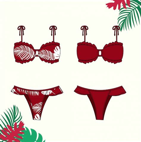 Premium Vector Illustration Of Womens Bikini Red Bikini Swimsuit