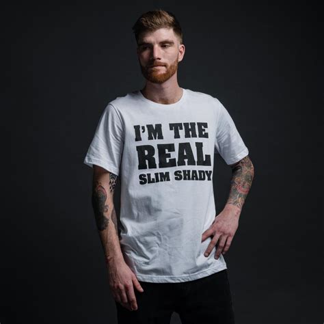 The real slim shady was not included on the original copy of the marshall mathers lp before its release. I'M THE REAL SLIM SHADY T-SHIRT (WHITE) - Official Eminem ...