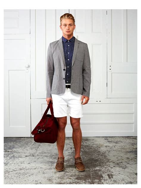 Mens Fashion Blazer Shorts White Shorts Short Sleeve Shirt Leather