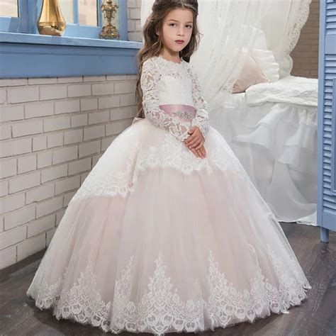 Buy New Champagne Puffy Lace Flower Girl Dress For