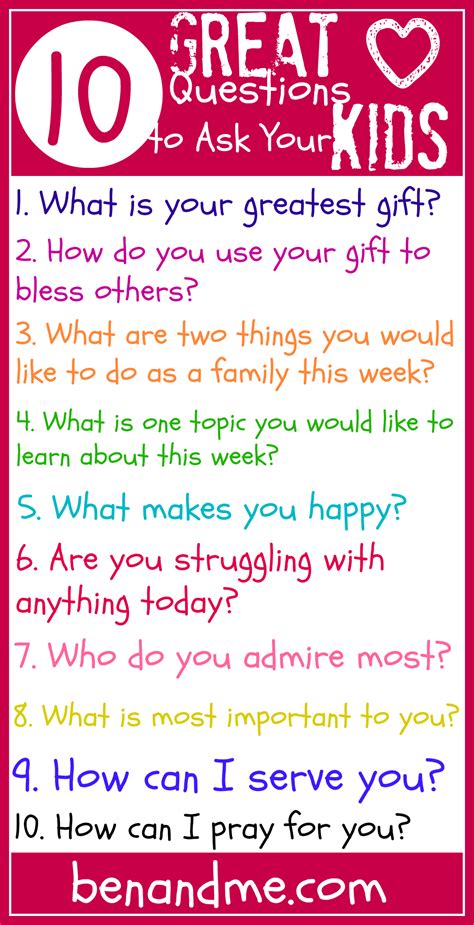 Q Is For 10 Great Questions To Ask Your Kids Ben And Me