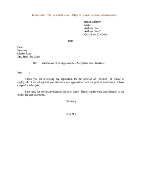 Application Withdrawal Letter Doc Template Pdffiller
