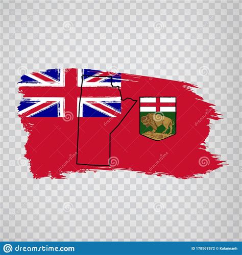 Flag Of Manitoba From Brush Strokes. Blank Map Of Manitoba. Canada. High Quality Map Of Manitoba ...