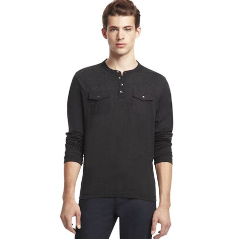 Lyst Kenneth Cole Reaction Long Sleeve Two Pocket Henley Shirt In