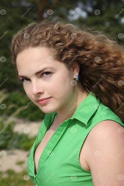 Pretty Girl With Curly Hair Stock Image Image Of View Teenager 5740663