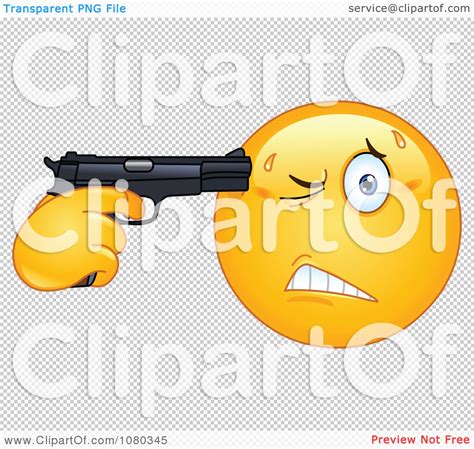 Clipart Suicidal Emoticon Holding A Gun To His Head Royalty Free