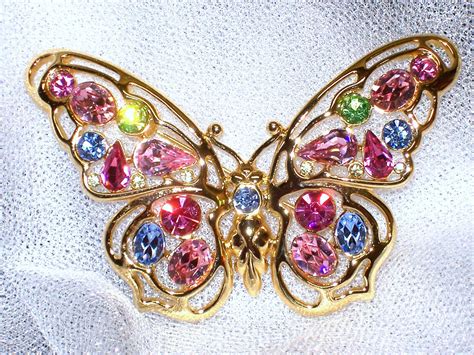 Vintage Butterfly Brooch Rhinestone Pin Nolan Miller Vintage