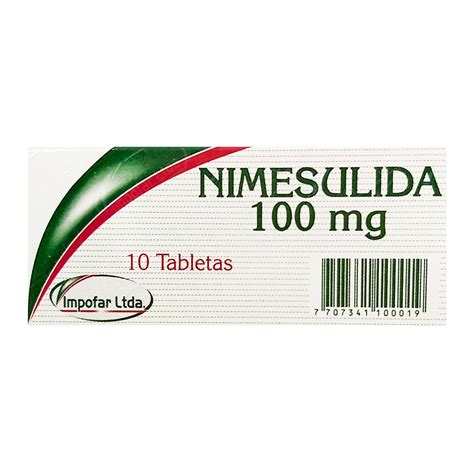 nimesulida 100mg x 10 tabletas impofar droguería salud vital