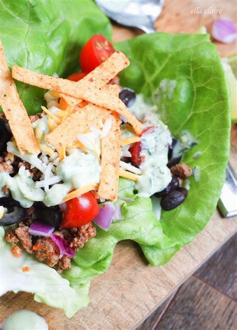 (i got distracted talking with my. Taco Salad Lettuce Wraps | Avocado Ranch Dressing - Ella ...