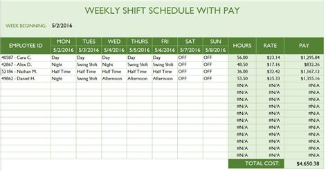 6 Free Labor Schedule Templates In Ms Word And Ms Excel