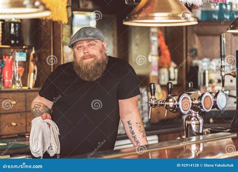 Tattooed Male Working As Bartender Stock Photo Image Of Indoor