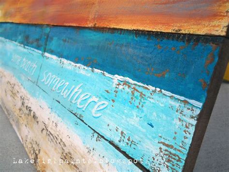 Lake Girl Paints Sunset Beach Art From Fence Boards Wall Art Crafts