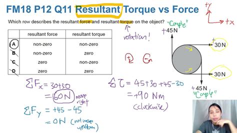 41b Fm18 P12 Q11 Resultant Torque Vs Force Of Couple As Forces