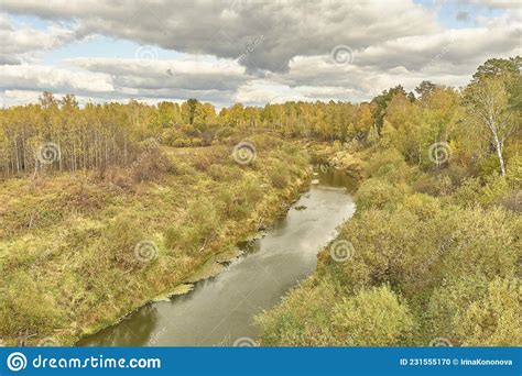 Siberian Autumn Landscape With Taiga River Stock Photo Image Of