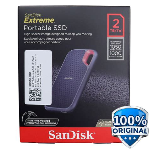 sandisk extreme portable ssd v2 usb type c 3 2 2tb sdssde61 2t00 black