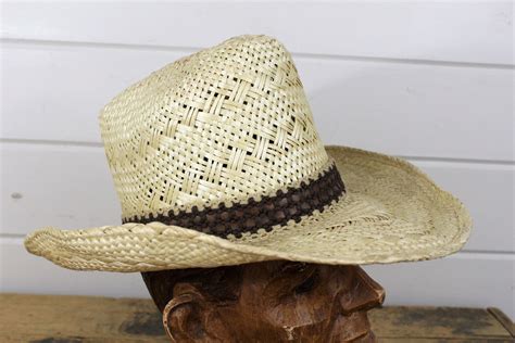 Vintage John B Stetson Roadrunner Straw Cowboy Hat With Band Etsy