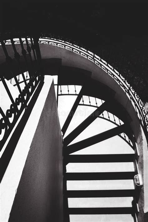 Black And White Spiral Staircase Stock Photo Image Of Round Railing