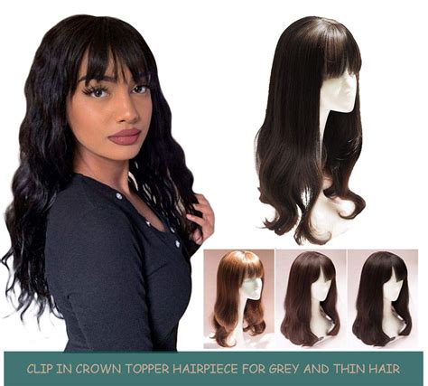Body Wavy Synthetic Hair Topper With Curtain Bangs For Black Women 22