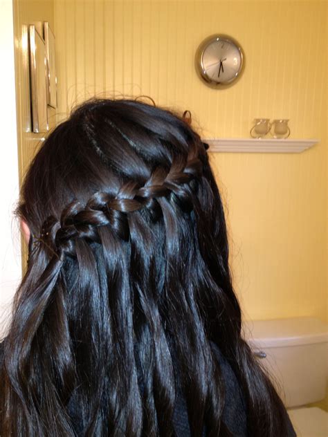 Waterfall braid for long curly hair. Waterfall braid, curled ends | Hair, Waterfall braid, Hair ...