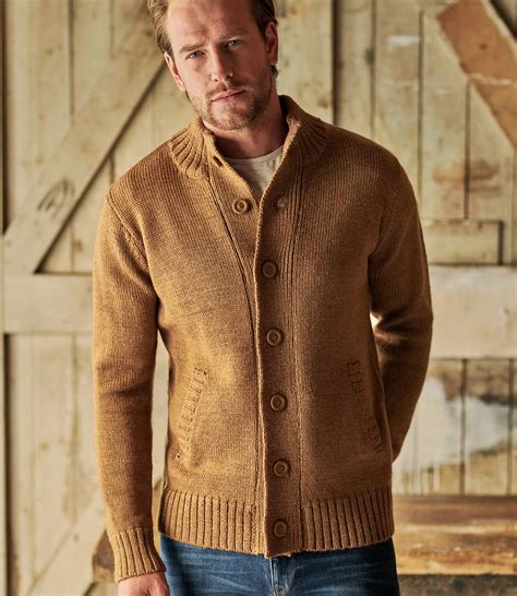 Tawny Mens Pure Wool Button Everyday Cardigan Woolovers Uk
