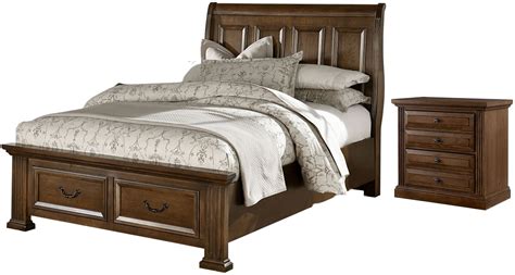 Woodlands Cherry Queen Sleigh Storage Bed From Vaughn Bassett Coleman Furniture