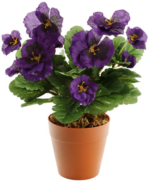 Realistic Artificial Purple Pansy Plug Plant 6 Colour Options The