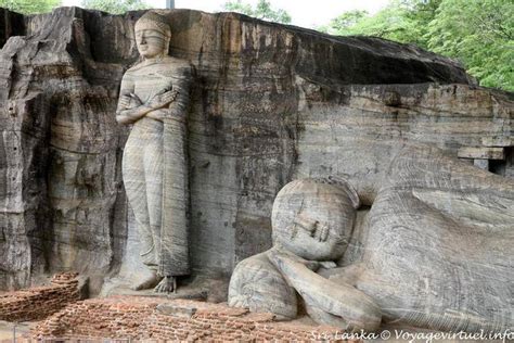Great Buddha Lying And Standing Buddha Gal Vihara Polonnaruwa Sri