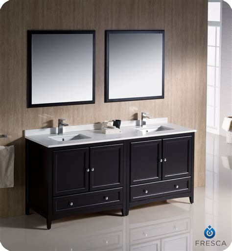 Shop bathroom vanities & vanity cabinets at the home depot. 72" Espresso Traditional Double Sink Bathroom Vanity with ...