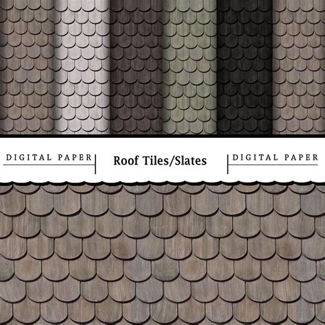 12 Digital Roof Tileslate Papersprintable Digital Etsy
