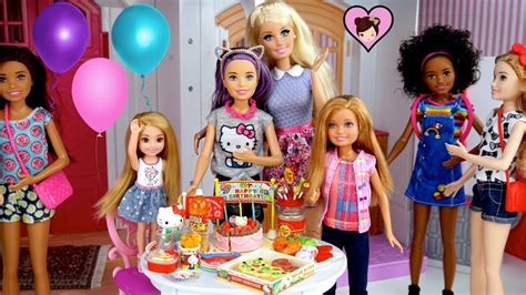barbie doll surprise birthday party opening presents and supermarket shopping youtube