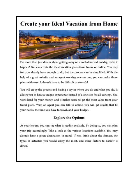 Create Your Ideal Vacation From Home By Letstalktraveluk Issuu